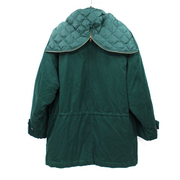 Eddie Bauer Insulated Goose Down Green Velour Hooded Parka Coat L Hunting Jacket - Picture 4 of 7